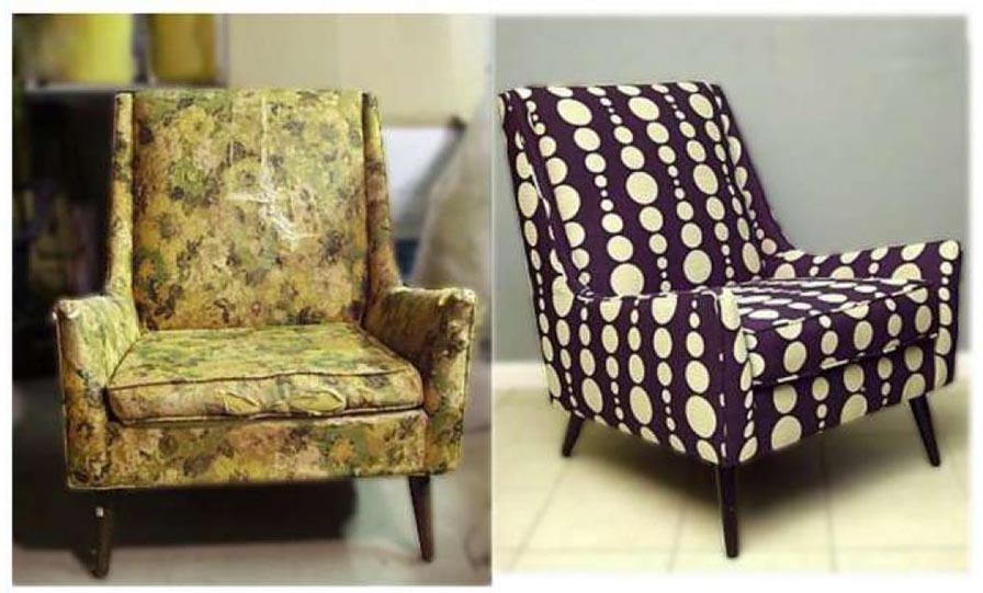 До и после: реставрация мягкого кресла фото